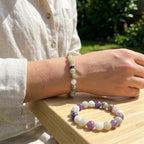 Howlite Moonstone Bracelet | Amethyst Crystal | Calming & Spiritual Healing Jewelry | Gemstone Bracelet