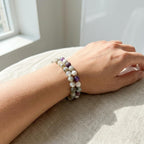 Howlite Moonstone Bracelet | Amethyst Crystal | Calming & Spiritual Healing Jewelry | Gemstone Bracelet