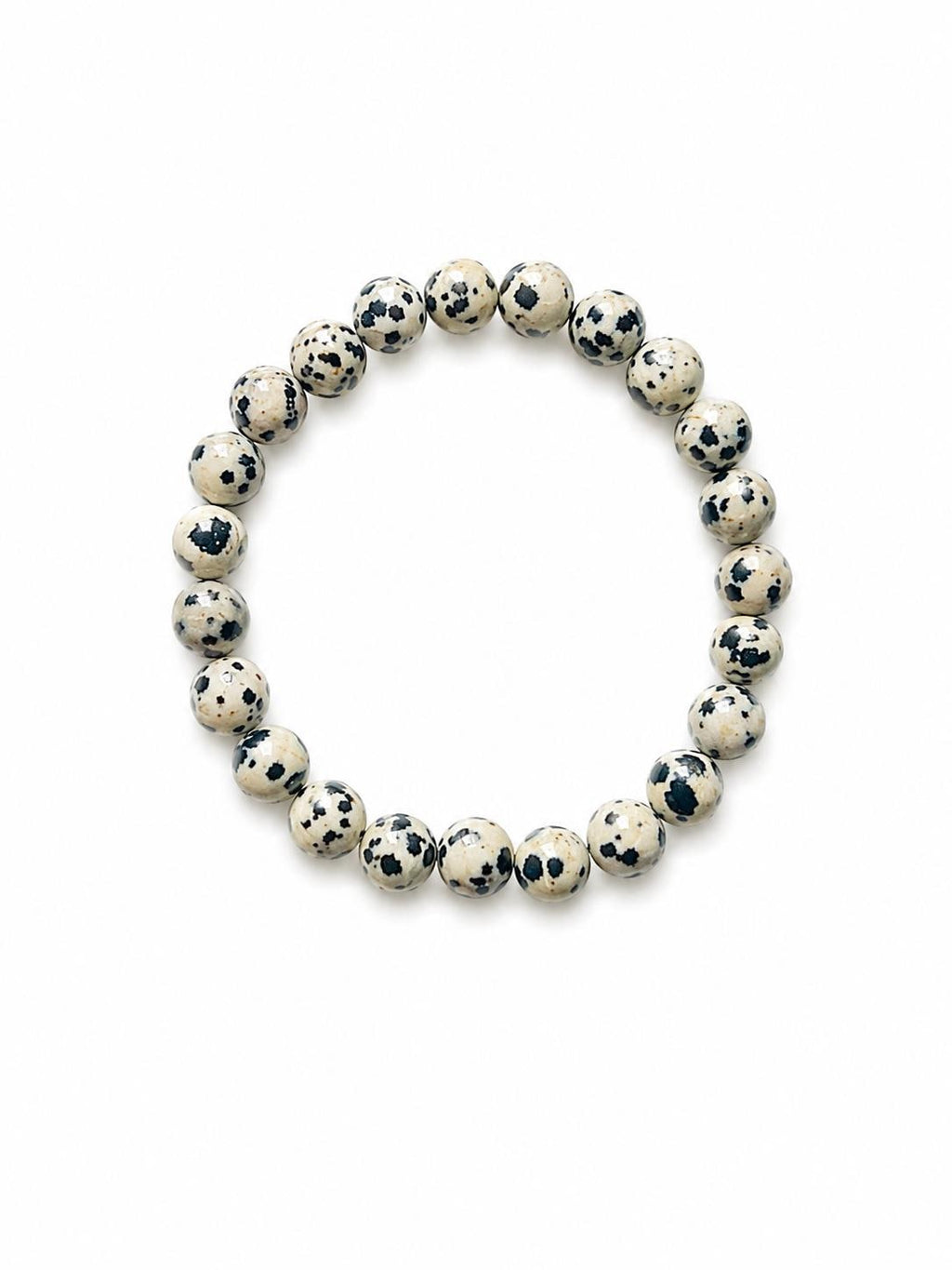 Natural Gemstone Bead | Mahogany Obsidian & Dalmatian Jasper Stretch Bracelet | Crystal Healing | Unisex Minimal Jewelry