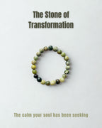 Natural Gemstone Bead Bracelet | Prehnite & Serpentine Crystal Stretch | Healing Stone | Unisex Minimal Jewelry