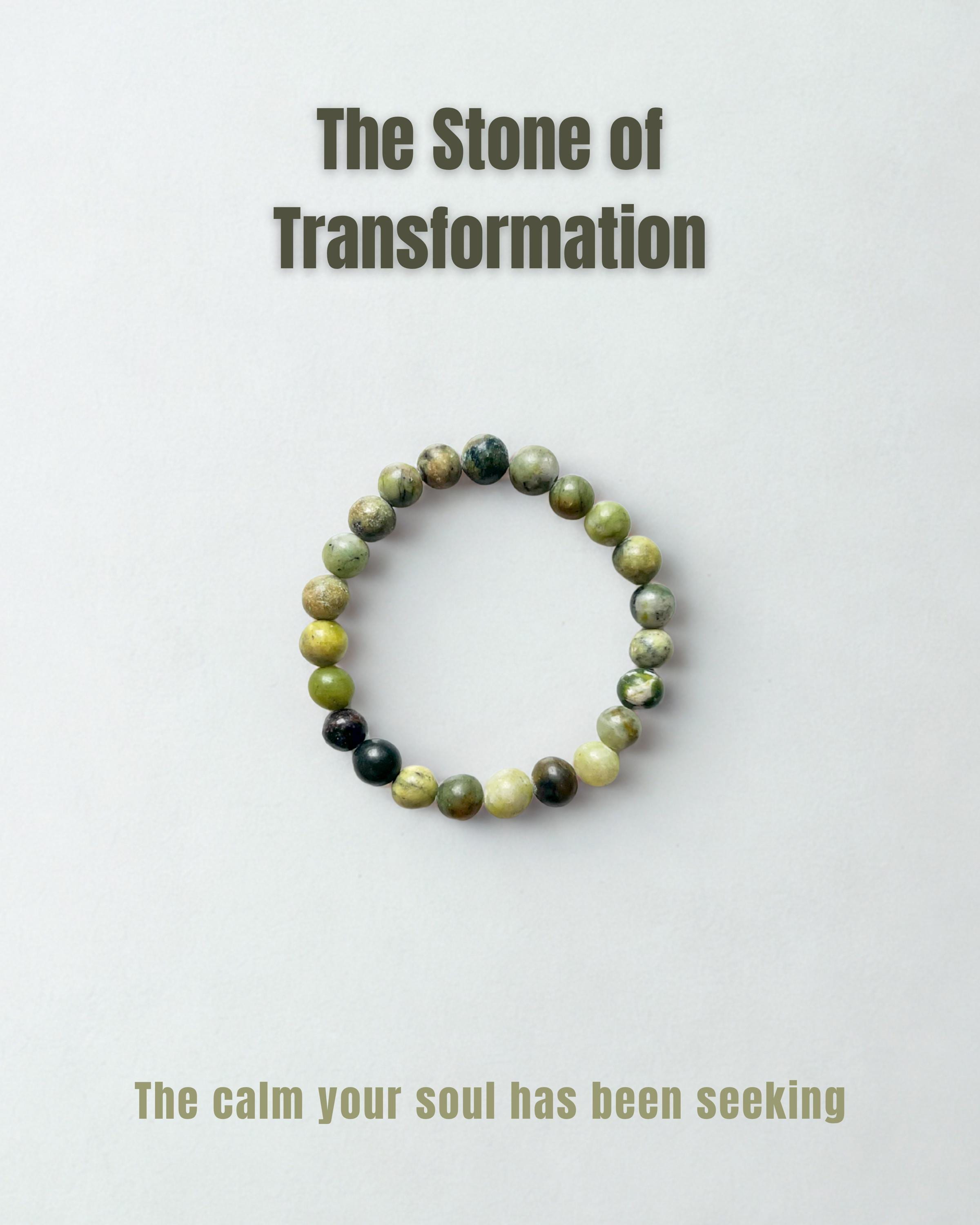 Natural Gemstone Bead Bracelet | Prehnite & Serpentine Crystal Stretch | Healing Stone | Unisex Minimal Jewelry