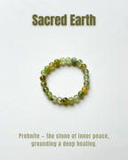 Natural Gemstone Bead Bracelet | Prehnite & Serpentine Crystal Stretch | Healing Stone | Unisex Minimal Jewelry
