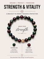 Protection & Manifestation Crystal Bracelet | Black Tourmaline Garnet | Pyrite Obsidian Tourmaline | Handmade Gemstone Jewelry