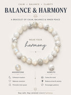 Howlite Moonstone Bracelet | Amethyst Crystal | Calming & Spiritual Healing Jewelry | Gemstone Bracelet
