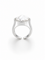 Nova Halo Baroque Pearl Ring – Silver Adjustable Statement Ring