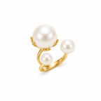 Orbital Pearl Statement Ring – Gold Adjustable Triple Pearl Ring