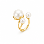 Orbital Pearl Statement Ring – Gold Adjustable Triple Pearl Ring