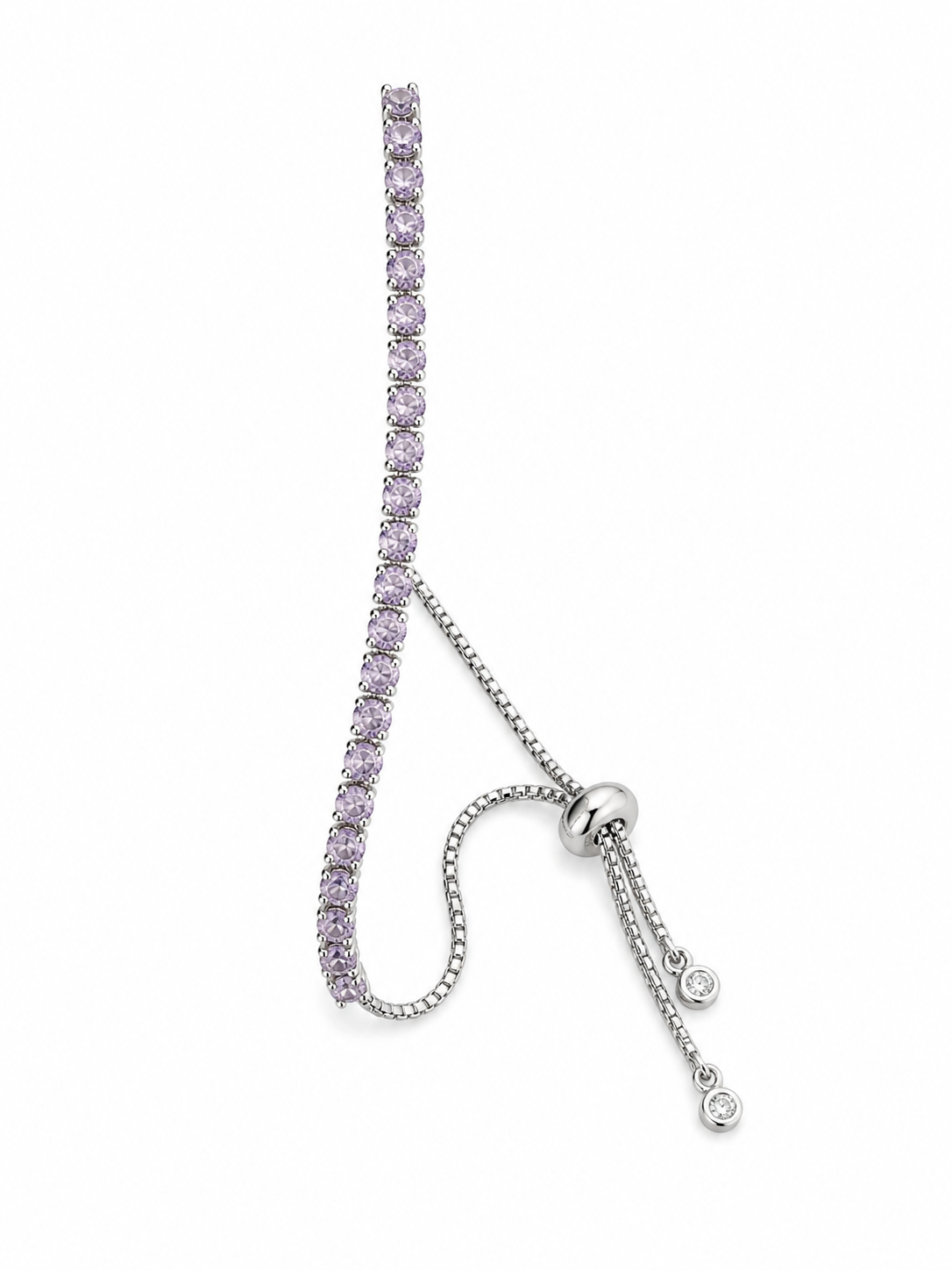 Adjustable Pull-Up Bracelet for Women - Crystal Tennis Slider Bracelet - Gold, Silver and Rose Gold Finish