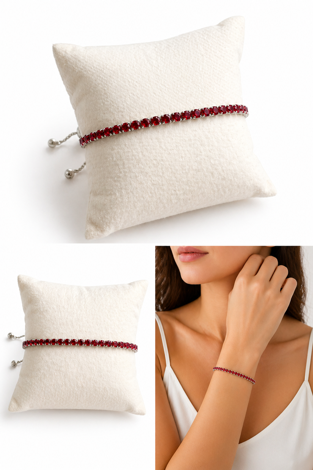 Adjustable Pull-Up Bracelet for Women - Crystal Tennis Slider Bracelet - Gold, Silver and Rose Gold Finish