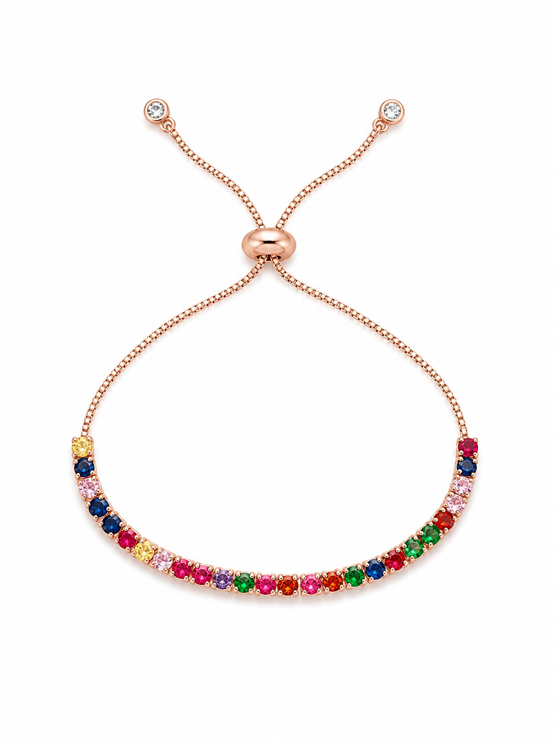 Adjustable Pull-Up Bracelet for Women - Crystal Tennis Slider Bracelet - Gold, Silver and Rose Gold Finish