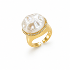 Solstice Baroque Pearl Ring – Gold Adjustable Statement Ring