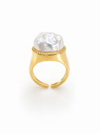 Solstice Baroque Pearl Ring – Gold Adjustable Statement Ring
