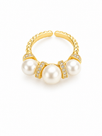Trinity Crown Ring – Gold Pearl Statement Ring