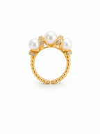 Trinity Crown Ring – Gold Pearl Statement Ring